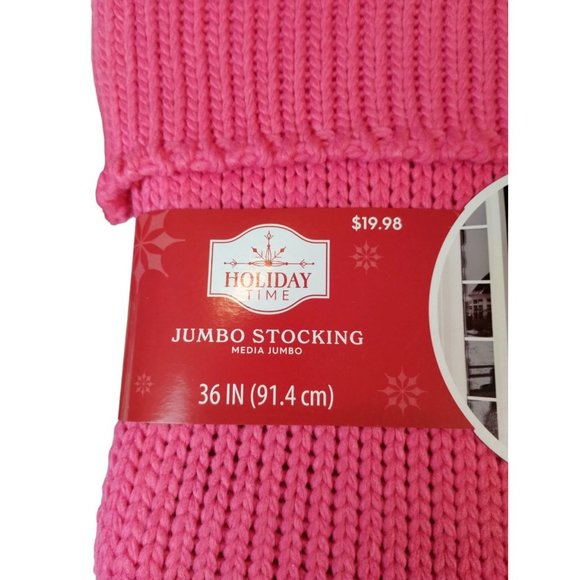 Holiday Time Pink Knit 36 in Jumbo Christmas Stocking New - Picture 3 of 4